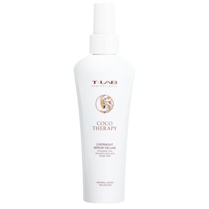Нощен възстановяващ серум без отмиване за увредена коса T-LAB Professional Coco Therapy Overnight Serum Deluxe 150ml