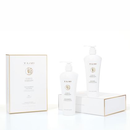 Възстановяващ комплект за суха и увредена коса T-LAB Professional Coco Therapy Hair Duo Set 2х300ml