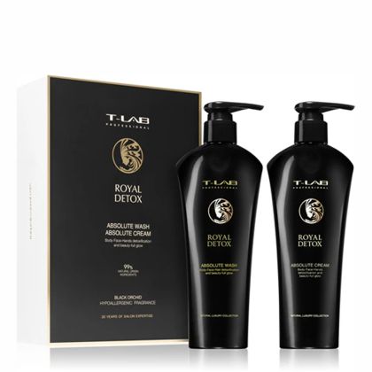 Професионален детокс комплект за свеж скалп, гладка и блестяща коса T-LAB Professional Royal Detox Hair Duo Set 2х300ml