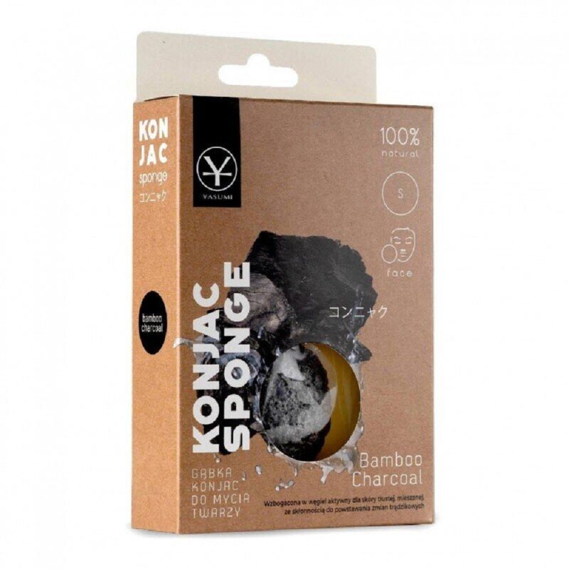 Гъба Konjac за измиване на лице с активен въглен Yasumi Clean & Green 