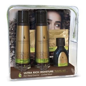 Комплект за път от 4 части за хидратиране на тънка и слаба коса Macadamia Weightless Moisture Travel Kit