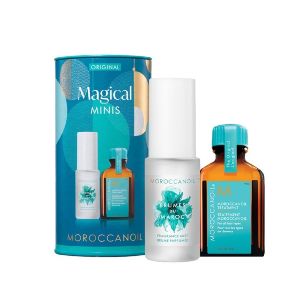Комплект за подхранване с масло за всеки тип коса и ароматна мъгла Moroccanoil Magical Minis