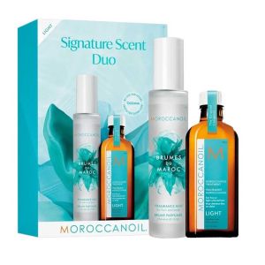 Промо комплект мароканско арганово масло и ароматен спрей за тънка коса Moroccanoil Signature Scent duo Summer Kits
