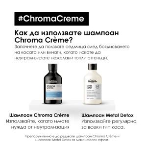 Неутрализиращ шампоан за кестенява коса Loreal Professionnel Chroma Crème Blue Shampoo 300 ml