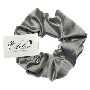 Сатенено скрънчи ластик за коса сиво  Arlen.bg Scrunchie