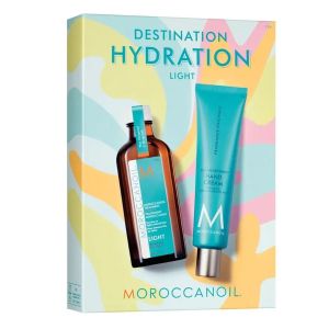 Промо комплект от мароканско арганово масло за тънка коса и крем за ръце Moroccanoil Destination Hydration Light