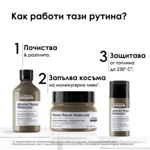 Шампоан, маска и маска без отмиване за увредена плътна коса Loreal Professionnel Absolut Repair Molecular Kit 2024