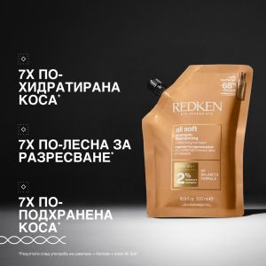 Интензивно хидратиращ шампоан за суха и изтощена коса REDKEN Redken All Soft Shampoo Refill Pouch 500ml