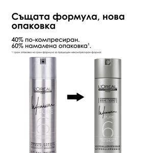 Професионален хипоалергенен лак за коса със супер силна фиксация L'Oréal Professionnel Infinium Pure Extra - Strong 300 мл