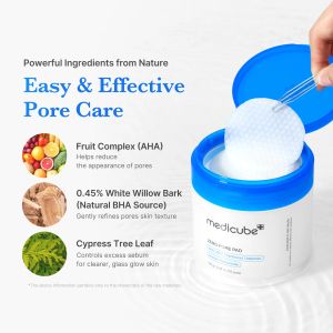 Ексфолиращи и почистващи тампони против пори и омазняване с AHA + BHA Medicube Zero Pore Pad 2.0 70бр 