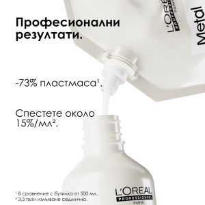 Пълнител за крем-шампоан против накъсване за всеки тип боядисана коса Loreal Professionnel Metal Detox Shampoo Refill 500ml