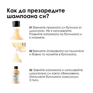 Пълнител за възстановяващ шампоан за много изтощена коса Loreal Professionnel Absolut Repair Gold Shampoo Refill 500ml