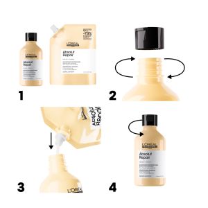 Пълнител за възстановяващ шампоан за много изтощена коса Loreal Professionnel Absolut Repair Gold Shampoo Refill 500ml