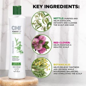 Балсам за подхранване и заздравяване на изтъняваща коса CHI Power Plus Nourish Conditioner 355ml