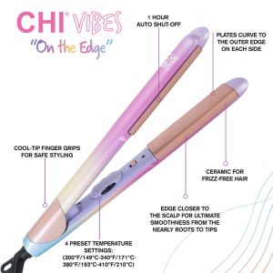 Мултифункционална преса за изправяне и къдрици CHI Vibes On The Edge 1″ Curved Hairstyling Iron 