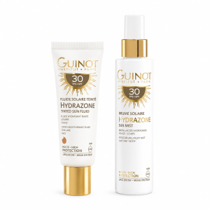 Промо комплект слънцезащитна грижа за лице и тяло SPF30 Guinot Institut Paris Hydrazone Tinted Sun Fluid Face & Sun Mist Body Duo 
