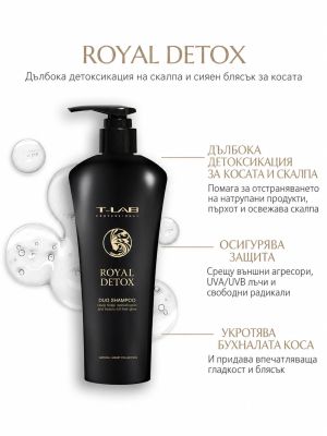 Детоксикиращ шампоан за коса и скалп T-LAB Professional Royal Detox Duo Shampoo 300ml
