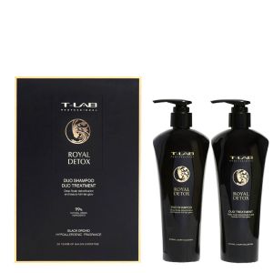 Професионален детокс комплект за свеж скалп, гладка и блестяща коса T-LAB Professional Royal Detox Hair Duo Set 2х300ml