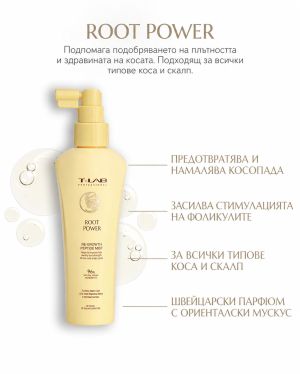 Укрепващ пептиден спрейза уплътняване на слаба и тънка коса T-LAB Professional Root Power Re-Growth Peptide Mist 150ml