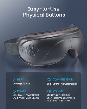 Масажор за очи с 5 масажни режима, 3D въздушна компресия, Bluetooth музика, сив RENPHO Eyeris 2